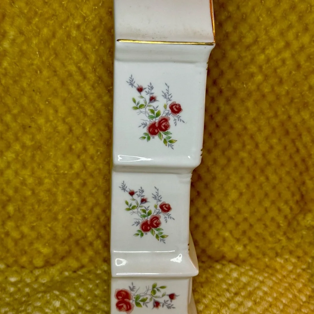 Vintage Floral Ceramic Mantel Clock ~ Grandfather Clock